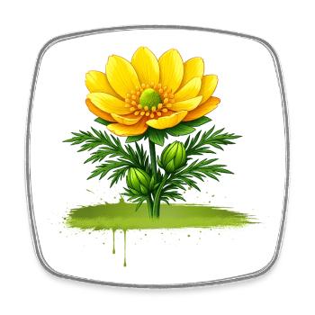 Gelbe Blume Natur Pinselstrich Design  - Viereckiger Kühlschrankmagnet - Weiß - Vorne
