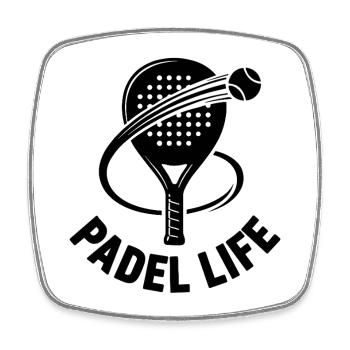 Padel Life Tennis avec raquette - Magnet carré - blanc - Devant