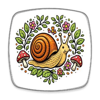 Niedliche Schneckenblumen und -pilze - Viereckiger Kühlschrankmagnet - Weiß - Vorne
