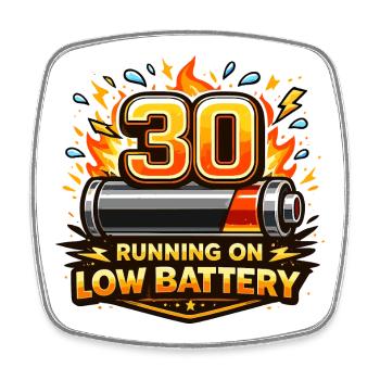 30: Läuft auf Low Battery - Viereckiger Kühlschrankmagnet - Weiß - Vorne