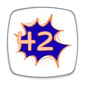 42 – The Answer to Everything | Comic Style T-Shirt - Square fridge magnet - white - Front