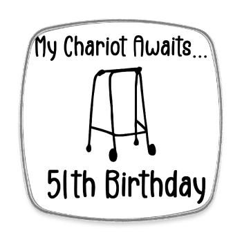 51th Birthday Party Funny 51 Years Old Birthday - Square fridge magnet - white - Front