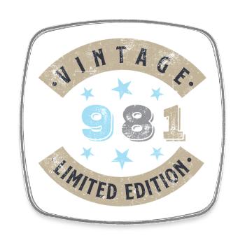 Vintage 1981 - Square fridge magnet - white - Front