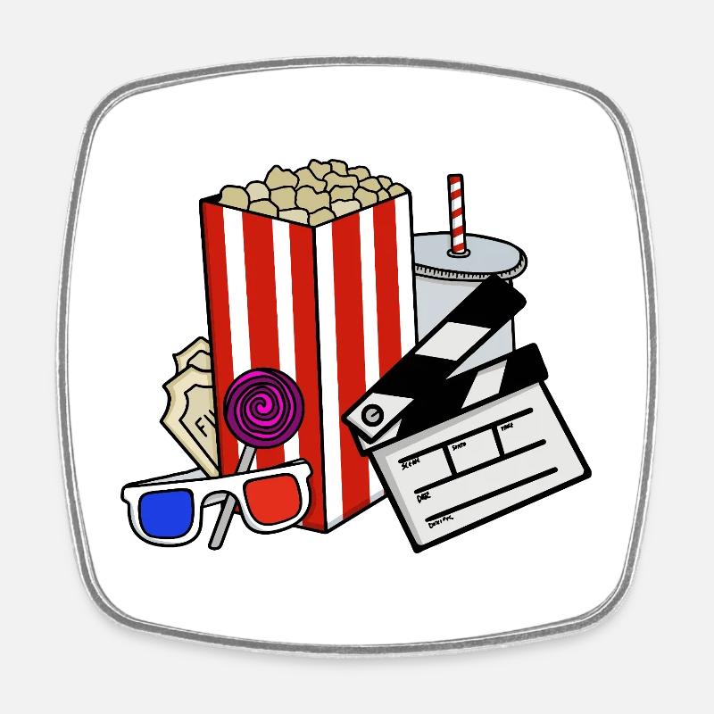 Collage de Snacks de Cinéma Rétro - Magnet carré - blanc