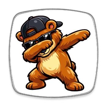 Dabbing Bear - Square fridge magnet - white - Front
