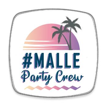 MALLE Party Crew Sunset Palm Trees - Square fridge magnet - white - Front