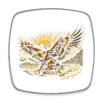Majestätischer Steinadler Kasach - Viereckiger Kühlschrankmagnet - Weiß - Vorne