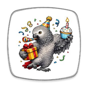 Graupapagei Geburtstag - Viereckiger Kühlschrankmagnet - Weiß - Vorne