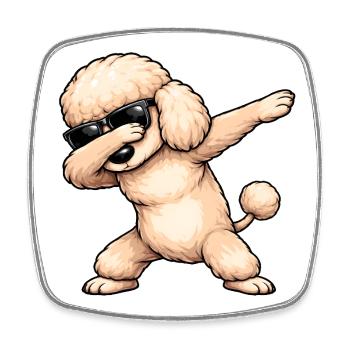 Caniche en train de dobber - Magnet carré - blanc - Devant
