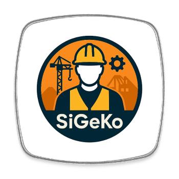 SiGeKo Bau-Sicherheit Silhouette - Viereckiger Kühlschrankmagnet - Weiß - Vorne