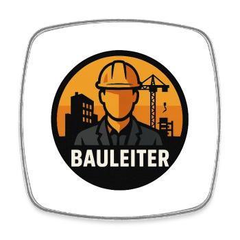 Builder Icon: Construction Worker at Construction Crane - Square fridge magnet - white - Front