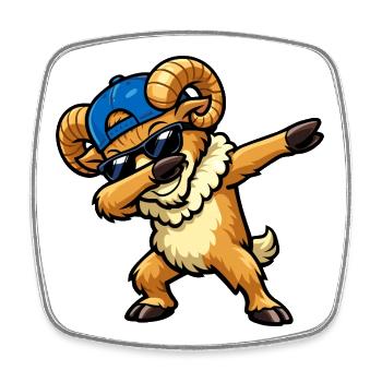 Dabbing Ram - Square fridge magnet - white - Front