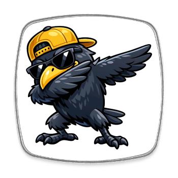 Dabbing Raven - Square fridge magnet - white - Front