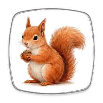 Squirrel with acorn illustration - Square fridge magnet - white - Front