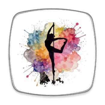 Pole Dance Silhouette – Watercolor Art Design - Square fridge magnet - white - Front