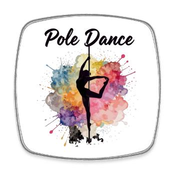 Pole Dance Silhouette – Watercolor Art Design - Square fridge magnet - white - Front