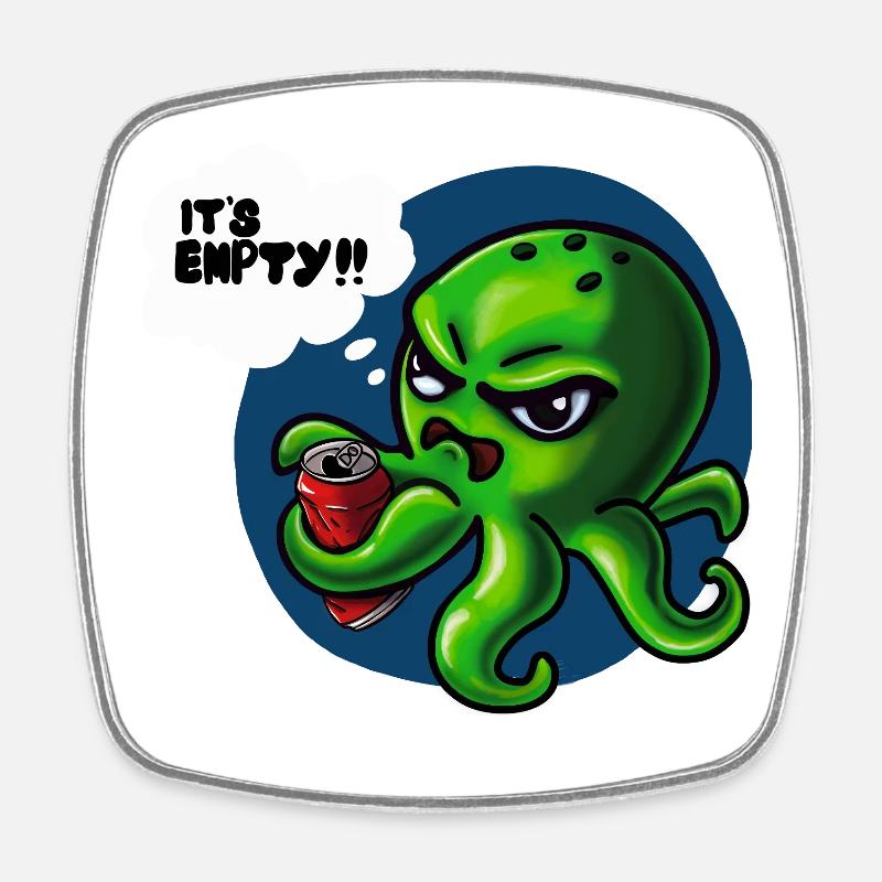 Grumpy Kraken - Viereckiger Kühlschrankmagnet - Weiß