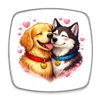 Dog Hearts Friendship - Square fridge magnet - white - Front
