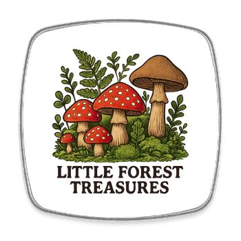 Champignons au trésor de la petite forêt - Magnet carré - blanc - Devant