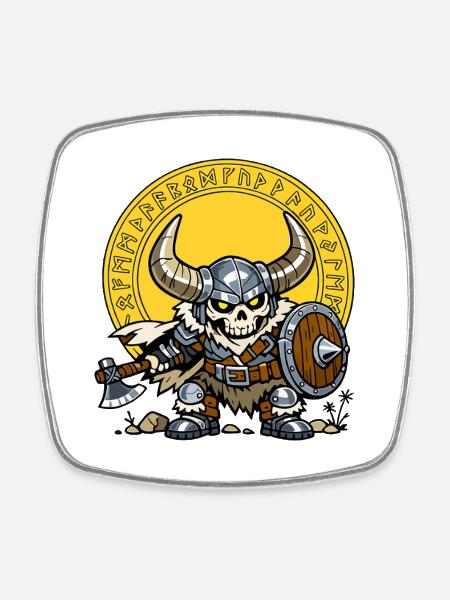 Viking Skull - Square fridge magnet - white