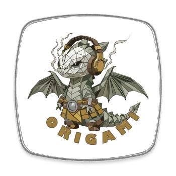 Dragon Origami - Square fridge magnet - white - Front