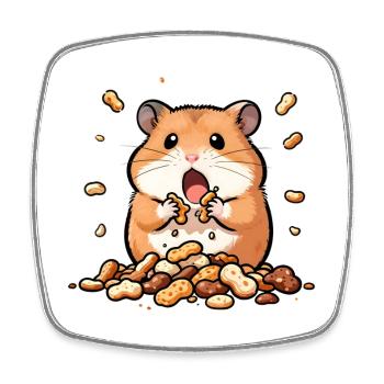 Gourmet hamsters and peanuts - Square fridge magnet - white - Front