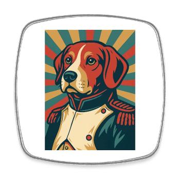 Hund General Retro Poster Stil Vintage Design - Viereckiger Kühlschrankmagnet - Weiß - Vorne