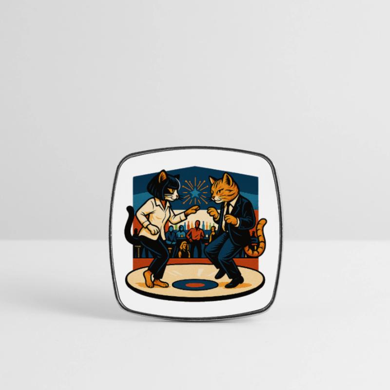 Two Retro Cats Dancing – Vintage Style Square fridge magnet