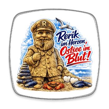 Rerik Ostsee Herzblut Strandmotiv - Viereckiger Kühlschrankmagnet - Weiß - Vorne