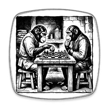 Monkeys play chess T-Shirt - Square fridge magnet - white - Front