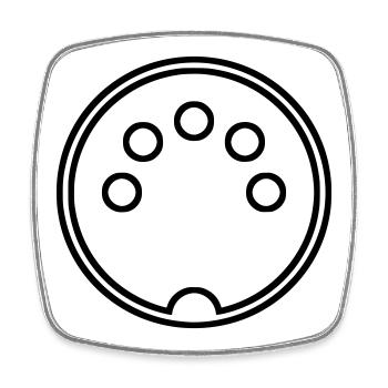 Connecteur MIDI - Magnet carré - blanc - Devant