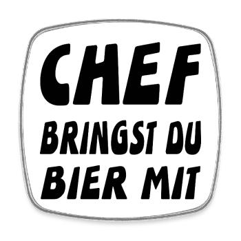 Chef - Viereckiger Kühlschrankmagnet - Weiß - Vorne
