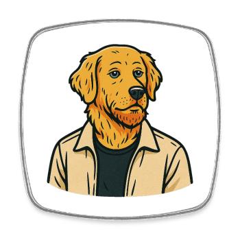Golden Retriever en tant qu’humain Chemise drôle de chien - Magnet carré - blanc - Devant
