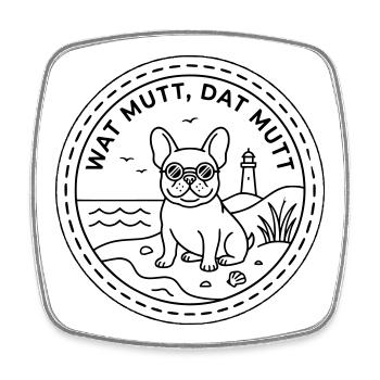 Wat mutt dat mutt Bouledogue français au bord de la mer - Magnet carré - blanc - Devant