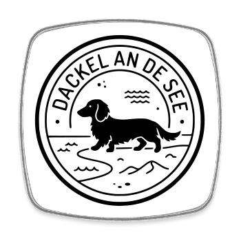 Dackel an de See Moin Platt - Viereckiger Kühlschrankmagnet - Weiß - Vorne