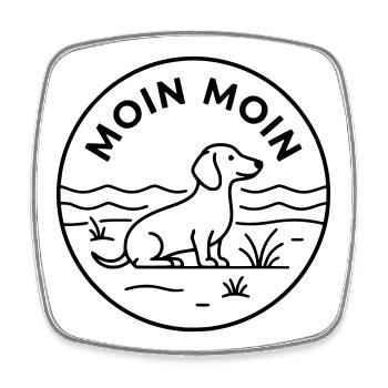 Moin Dackel Meer Badge - Viereckiger Kühlschrankmagnet - Weiß - Vorne
