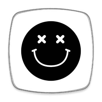 Smiley-Gesicht - Viereckiger Kühlschrankmagnet - Weiß - Vorne