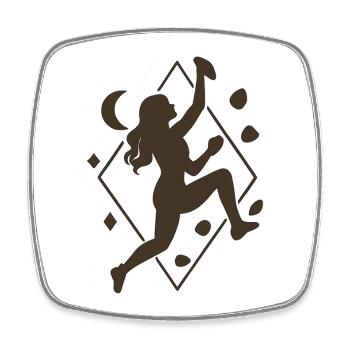 Femme boulderiste bohème : silhouette géométrique d’escalade - Magnet carré - blanc - Devant
