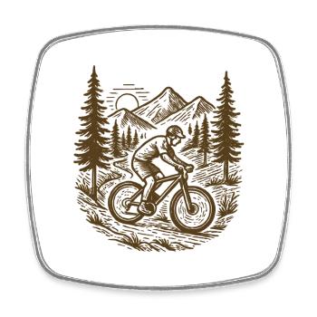 Mountain Bike Flow : Montagnes vintage de design de VTT - Magnet carré - blanc - Devant