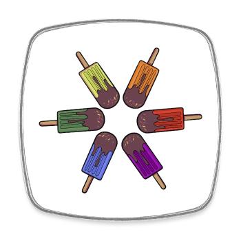 Rainbow Frozen pop Circle - Viereckiger Kühlschrankmagnet - Weiß - Vorne