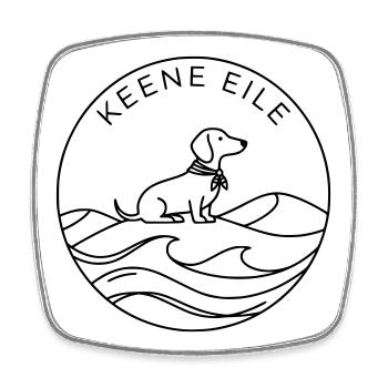 Badge de teckel Sea Keene Rush - Magnet carré - blanc - Devant
