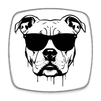 Pitbull Glasses Graffiti - Square fridge magnet - white - Front