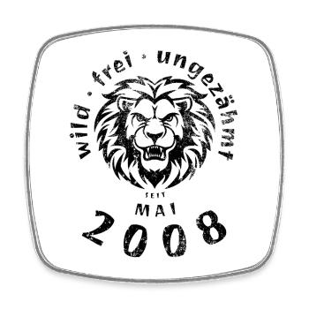 18. Geburtstag Wild, frei, ungezähmt seit 05/2008 - Viereckiger Kühlschrankmagnet - Weiß - Vorne