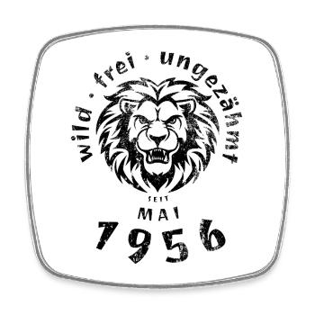 70. Geburtstag Wild, frei, ungezähmt seit 05/1956 - Viereckiger Kühlschrankmagnet - Weiß - Vorne