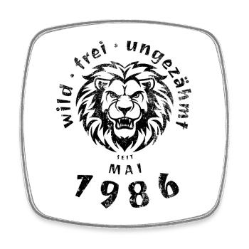 40. Geburtstag Wild, frei, ungezähmt seit 05/1986 - Viereckiger Kühlschrankmagnet - Weiß - Vorne