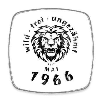 60. Geburtstag Wild, frei, ungezähmt seit 05/1966 - Viereckiger Kühlschrankmagnet - Weiß - Vorne