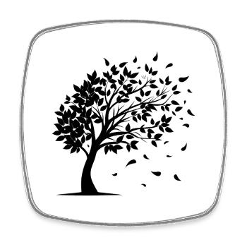 Le vent emportant les feuilles des arbres - Magnet carré - blanc - Devant