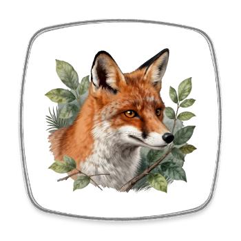 Botanischer Fuchs - Viereckiger Kühlschrankmagnet - Weiß - Vorne