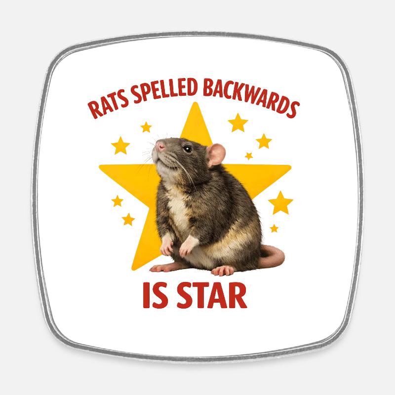 RATS spelled BACKWARDS is STAR ! Funny Rat Design - Viereckiger Kühlschrankmagnet - Weiß