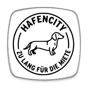 Hafen City Dackel Hamburg HH - Viereckiger Kühlschrankmagnet - Weiß - Vorne